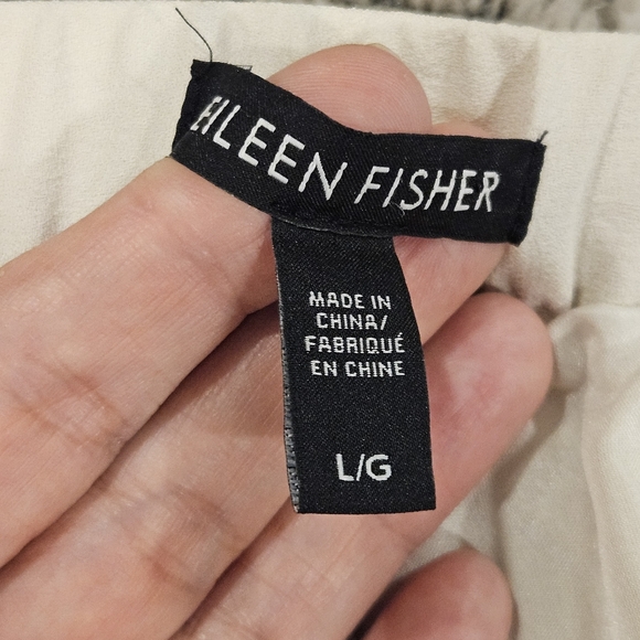 Eileen Fisher Ivory 100% Silk Pull On Pants Pockets Lined Lightweight Tapered - Picture 4 of 12